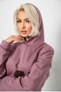Худи женский с капюшоном на флисе, цвет сливовый, 257R335 - фото № 6