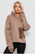 Худи женский с капюшоном на флисе, цвет бежевый, 257R335 - фото № 0