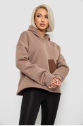 Худи женский с капюшоном на флисе, цвет бежевый, 257R335 - фото № 2