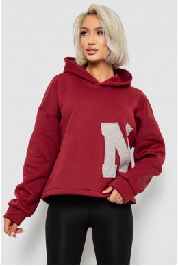 Худи женский с капюшоном на флисе, цвет бордовый, 257R335