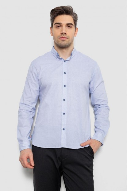 Мужская рубашка с принтом, цвет голубой, 186R7071