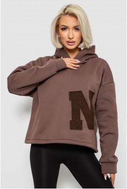 Худи женский с капюшоном на флисе, цвет коричневый, 257R335