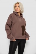 Худи женский с капюшоном на флисе, цвет коричневый, 257R335 - фото № 2