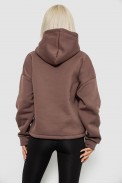 Худи женский с капюшоном на флисе, цвет коричневый, 257R335 - фото № 3