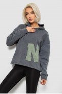 Худи женский с капюшоном на флисе, цвет серый, 257R335 - фото № 2