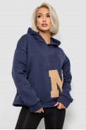 Худи женский с капюшоном на флисе, цвет синий, 257R335 - фото № 0