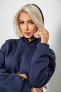 Худи женский с капюшоном на флисе, цвет синий, 257R335 - фото № 4