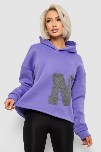 Худи женский с капюшоном на флисе, цвет сиреневый, 257R335