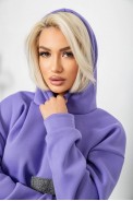 Худи женский с капюшоном на флисе, цвет сиреневый, 257R335 - фото № 6