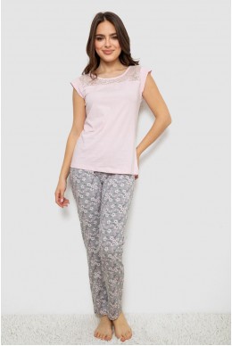 Жіноча піжама з принтом  -уцінка, колір рожевий, 243R1484-004-U-6