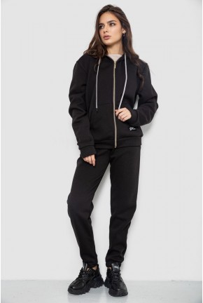 Спортивний костюм жіночий на флісі, колір чорний, 244R1555