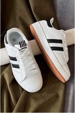 Кроссовки женские экокожа, цвет бело-черный, 248RJH300-13