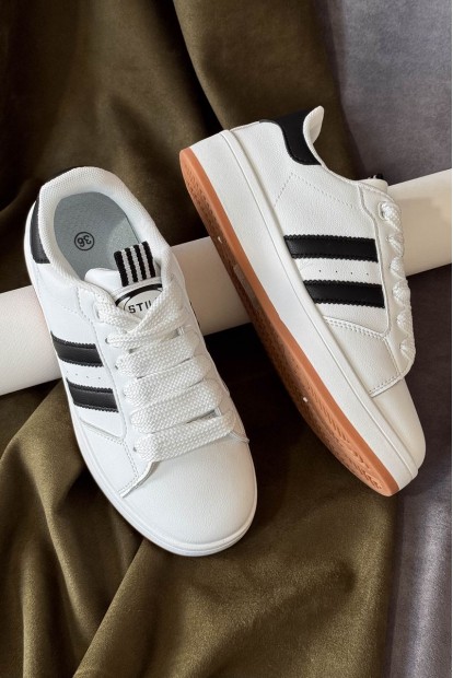 Кроссовки женские экокожа, цвет бело-черный, 248RJH300-13