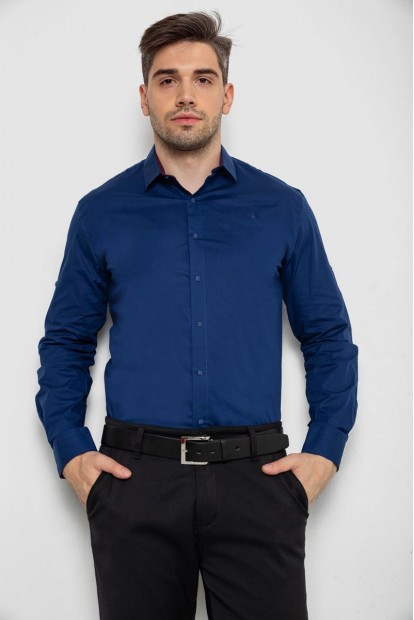 Рубашка мужская однотонная, цвет синий, 214R7327-1