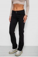 Джинсы женские однотонные, цвет черный, 244R1031 - фото № 2