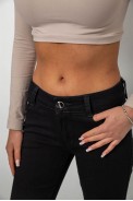 Джинсы женские однотонные, цвет черный, 244R1031 - фото № 4