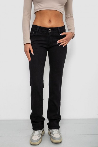 Джинсы женские однотонные, цвет черный, 244R1031