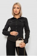 Рубашка женская однотонная, цвет черный, 230R211 оптом - фото № 0