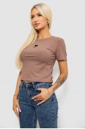Футболка жіноча з принтом, колір мокко, 221R609 - фото № 2