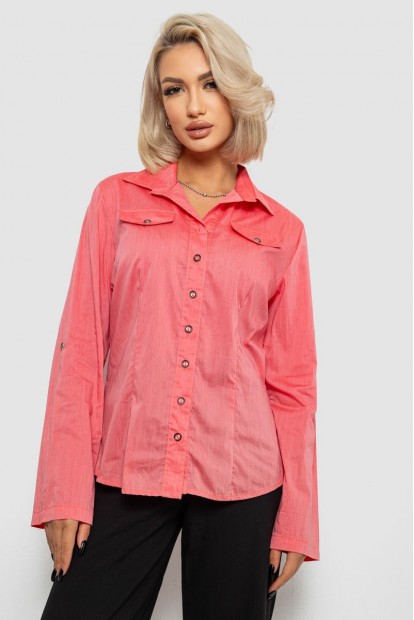 Рубашка женская однотонная, цвет коралловый, 230R068-10