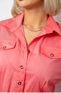 Рубашка женская однотонная, цвет коралловый, 230R068-10 - фото № 4