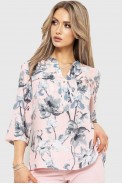 Блуза з квітковим принтом, колір пудрово-сірий, 230R96-3 - фото № 0