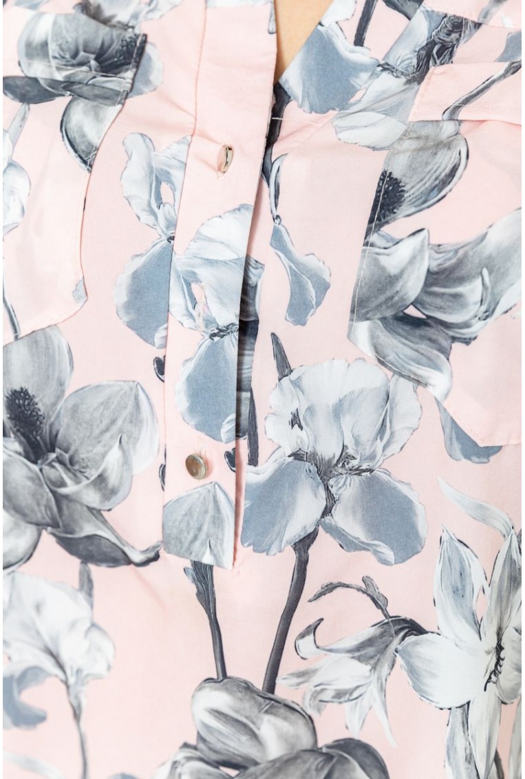Купити Блуза з квітковим принтом, колір пудрово-сірий, 230R96-3 - Фото №5