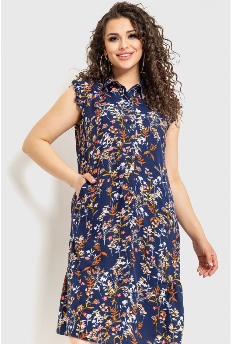 Купити Сукня софт, колір синьо-коричневий, 230R159 - Фото №2