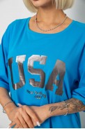 Футболка женская с принтом, цвет голубой, 244R2022-5 - фото № 4