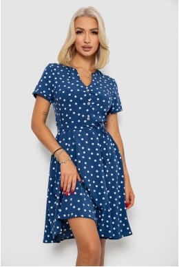 Платье софт с принтом в горох, цвет синий, 230R0032-2