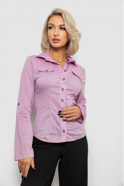 Рубашка женская однотонная, цвет сиреневый, 230R068-10
