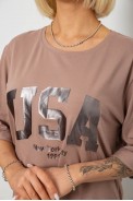 Футболка жіноча з принтом, колір мокко, 244R2022-5 оптом - фото № 4