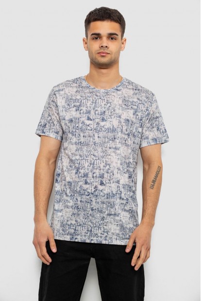 Футболка мужская с принтом, цвет джинс, 244R5058