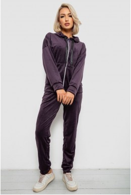 Спортивный костюм женский велюровый, цвет темно-сливовый, 257R4122