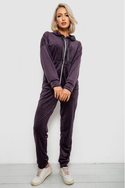 Спортивный костюм женский велюровый, цвет темно-сливовый, 257R4122