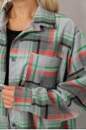 Рубашка женская в клетку  -уценка, цвет серо-зеленый, 257R505-U-1 - фото № 4