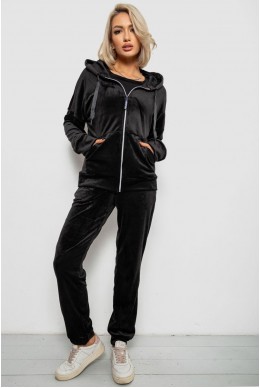 Спортивный костюм женский велюровый, цвет черный, 257R4122