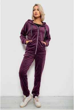Спортивный костюм женский велюровый, цвет сливовый, 257R4122