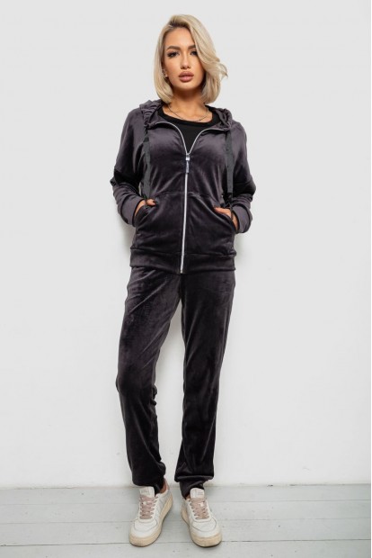 Спортивный костюм женский велюровый, цвет чернильный, 257R4122