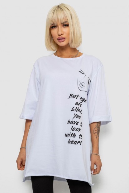 Футболка женская с принтом, цвет белый, 244R2008