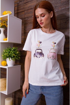 Біла жіноча футболка з принтом кежуал 198R017