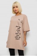 Футболка женская с принтом, цвет бежевый, 244R2008 - фото № 2