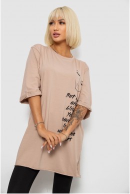 Футболка женская с принтом, цвет бежевый, 244R2008