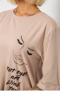Футболка женская с принтом, цвет бежевый, 244R2008 - фото № 4