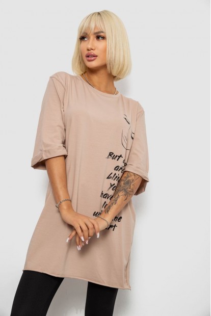 Футболка женская с принтом, цвет бежевый, 244R2008