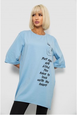 Футболка женская с принтом, цвет голубой, 244R2008