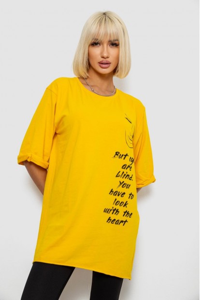 Футболка женская с принтом, цвет желтый, 244R2008