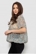 Блуза женская в цветочный принт, цвет синий, 230R1512 - фото № 2