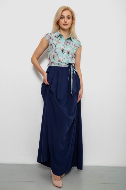 Платье с цветочным принтом, цвет мятно-синий, 230R79