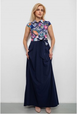 Платье с цветочным принтом, цвет темно-синий, 230R79